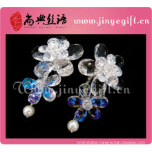 Newest Ladies Accessories Clean Crystal Flower Big Elegant Bridal Earrings